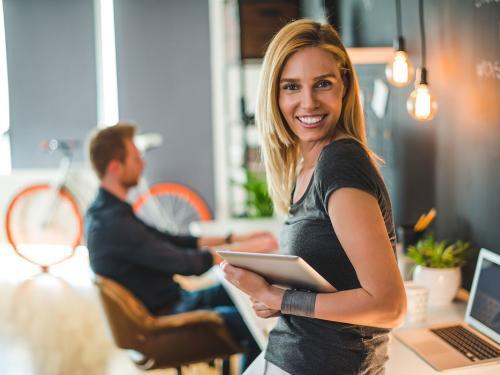 Confidence breeds success Beautiful businesswoman holding a digital tablet in a design studio.